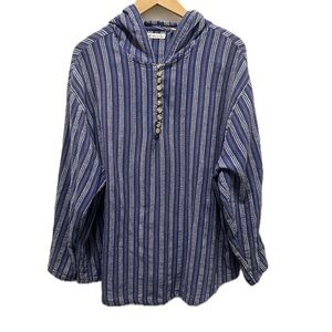 At Last & Co. hooded button neck long‎ sleeved relax cut stripe boho baha top 28